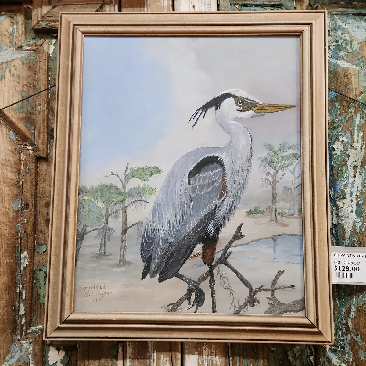 Oil Painting Of Blue Heron 1