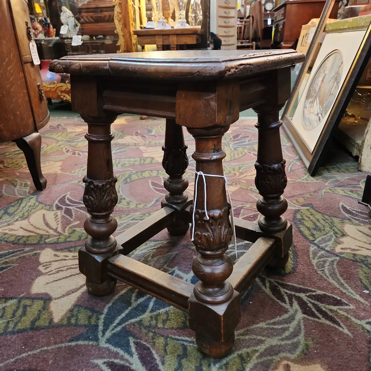 Small Square Taboret With Carved Legs 1