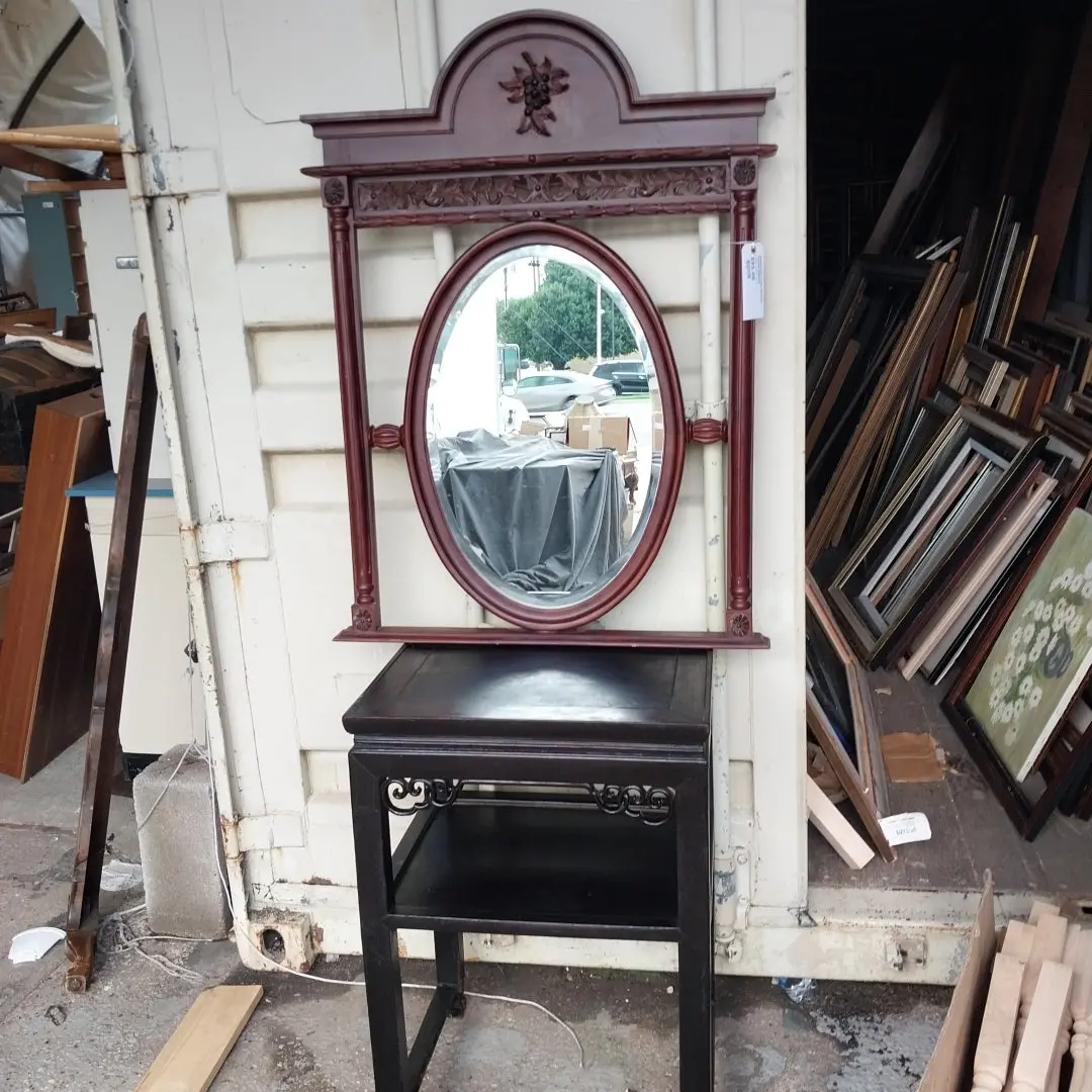 Mahogany Oval Arched Frame Mirror 1