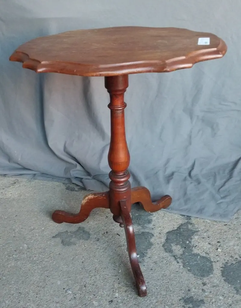 Small Walnut Tripod Table As Found Leg 1