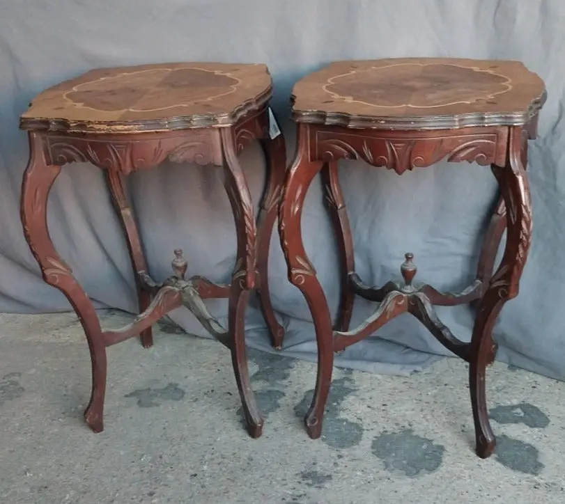 Pair Of Inlaid American Louis Xv Style Tables 1