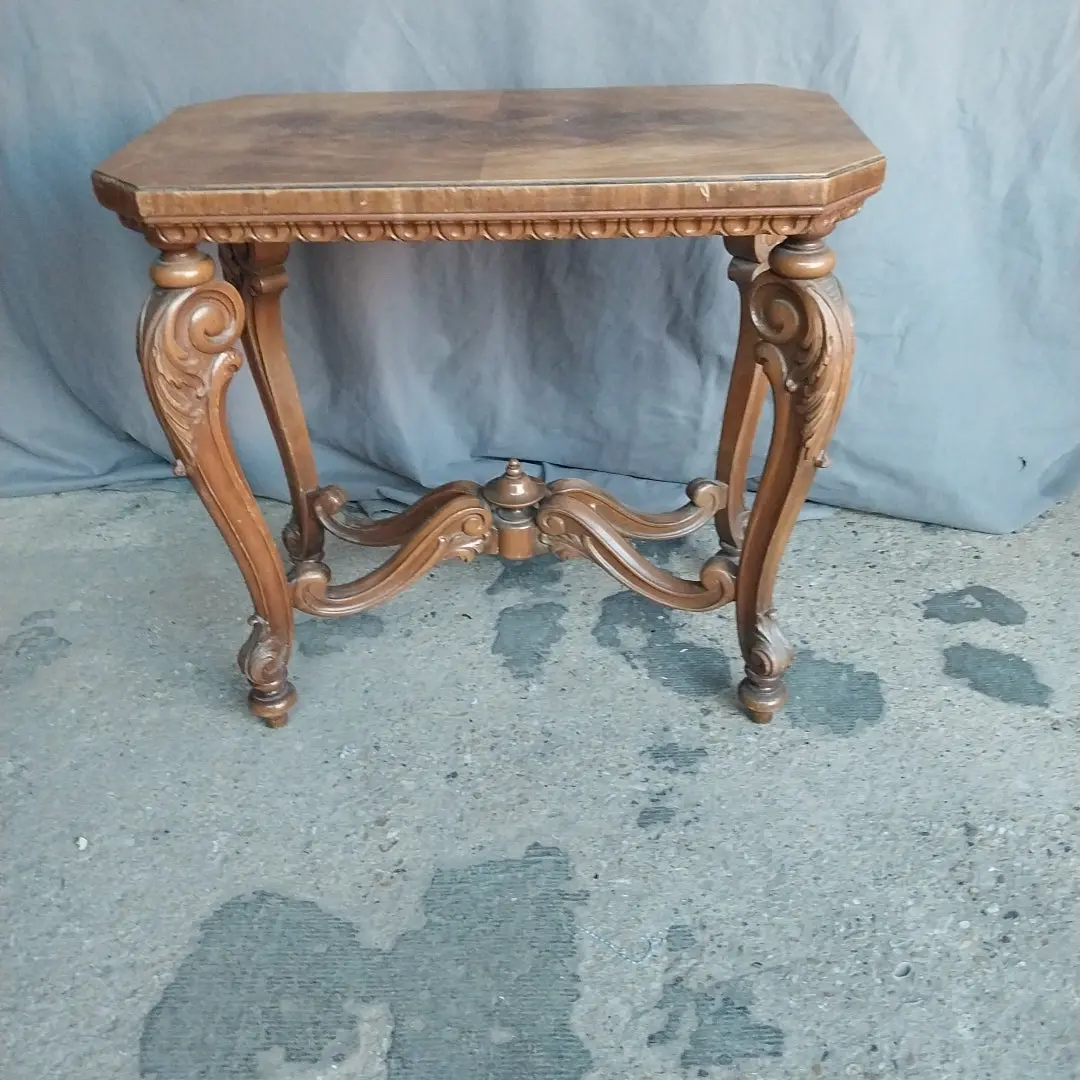 Burled Walnut Top Rectangular Side Table 1