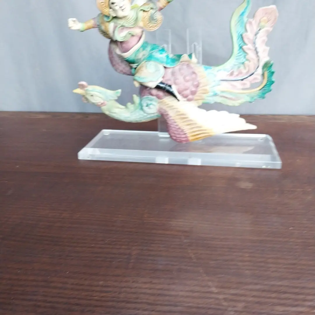Chinese Man On Winged Bird On Lucite Base As Foubd 1