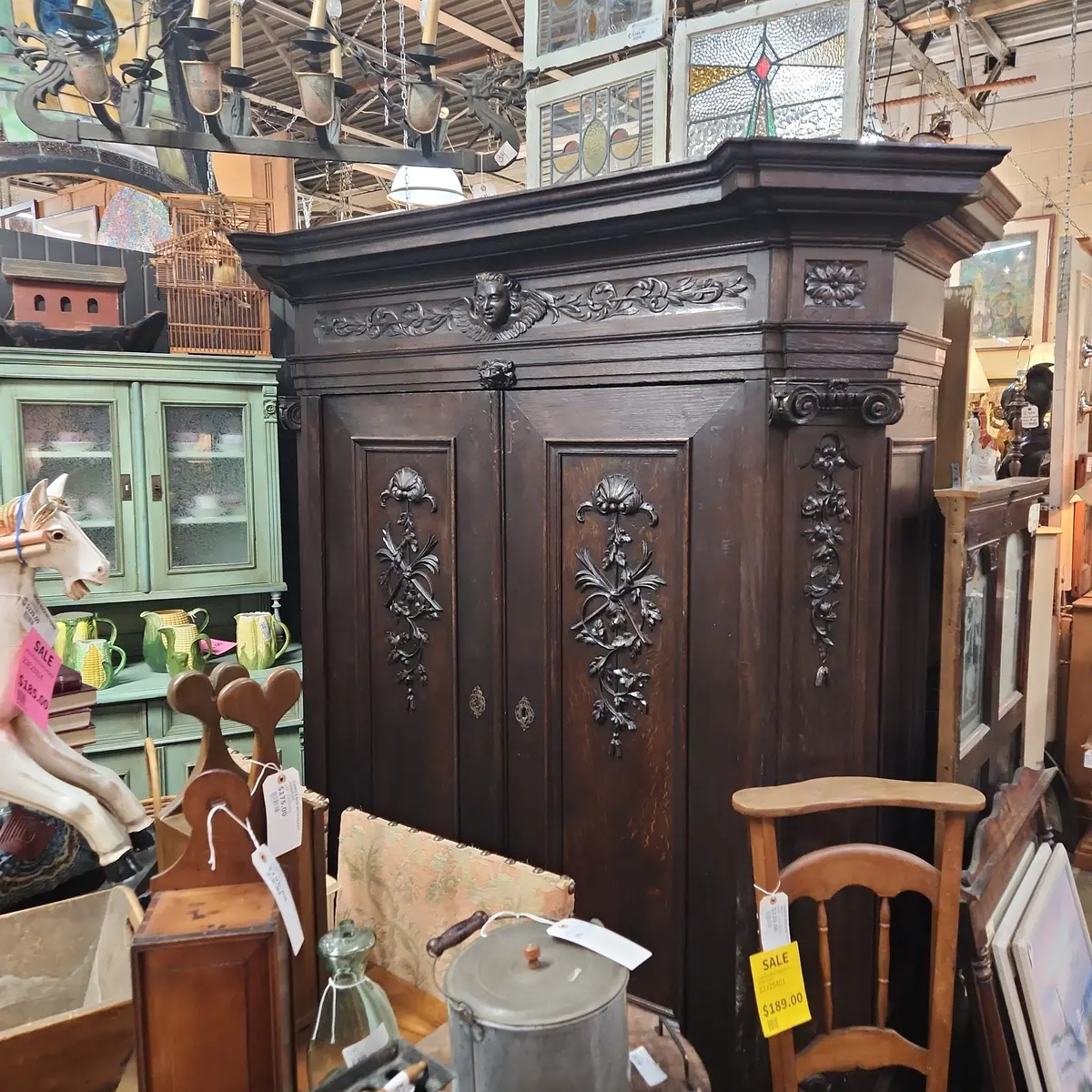 Large Canted Corner Angel Armoire 1