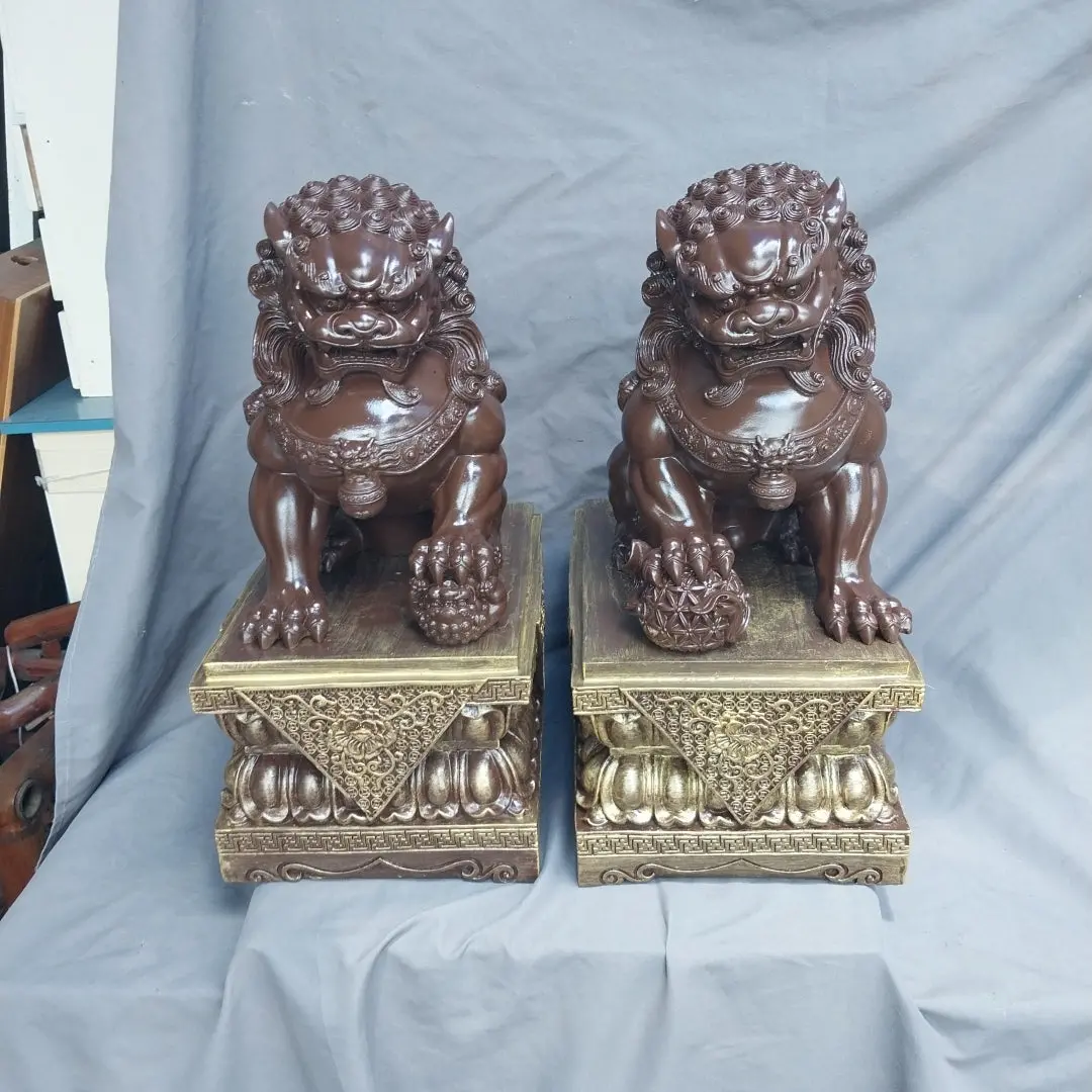 Pair Of Composition Foo Dogs 1