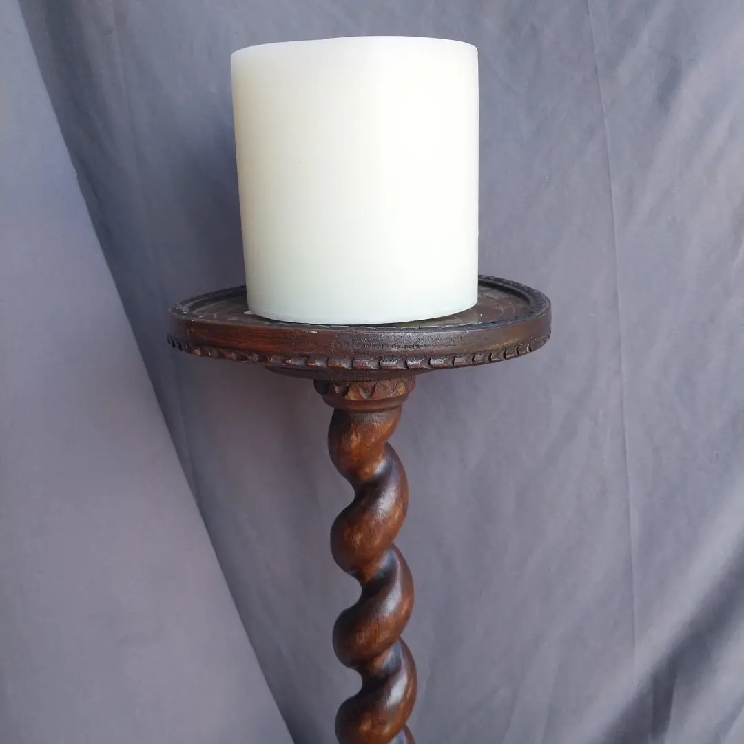 Large Barley Twist Candle Stand With Candle 1