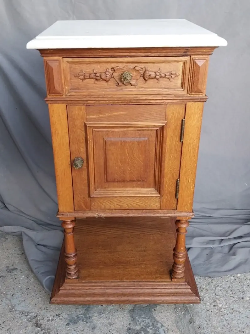 Marble Top Henri Ii Oak Night Stand 1