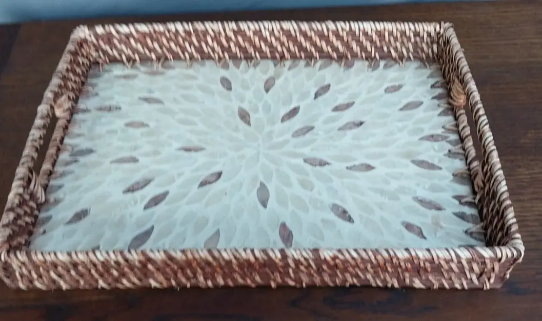 Rectangular Woven Tray With Black And White Bottom 1