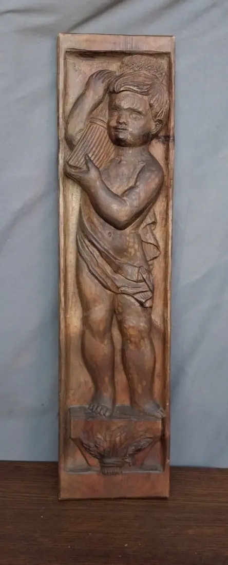 Spanish Putti Carved Plaque 1