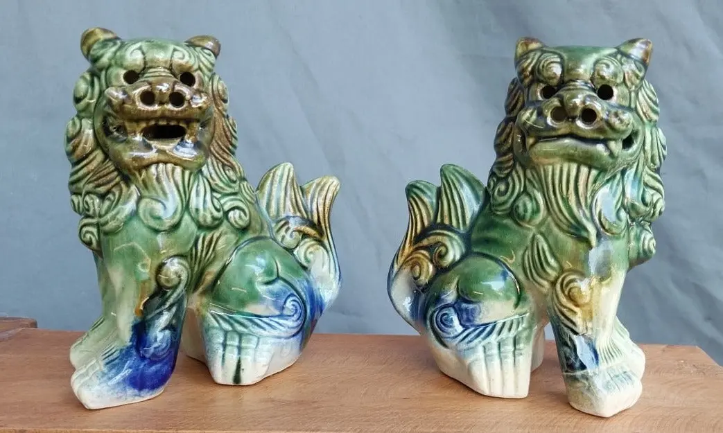Pair Of Glazed Foo Dogs 1