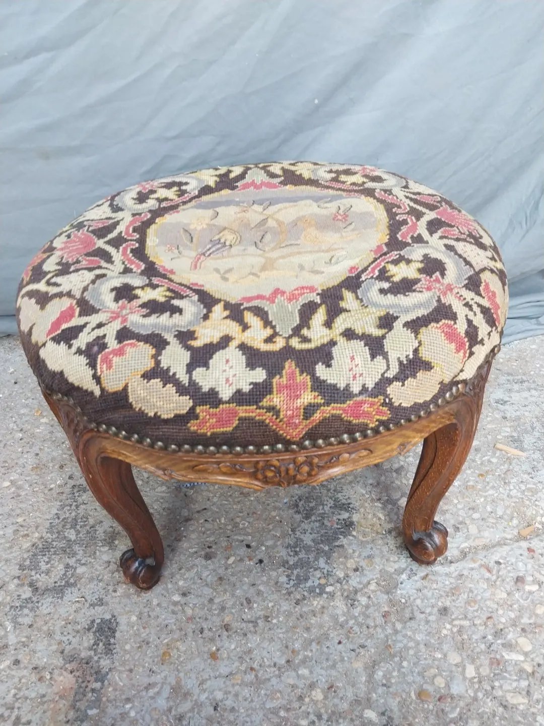 Round Petite Painted French Stool 1