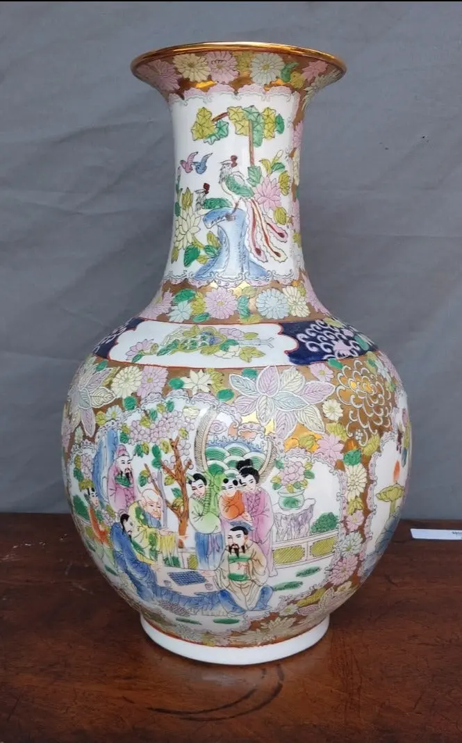 Polychrome Japanese Vase With Elders 1