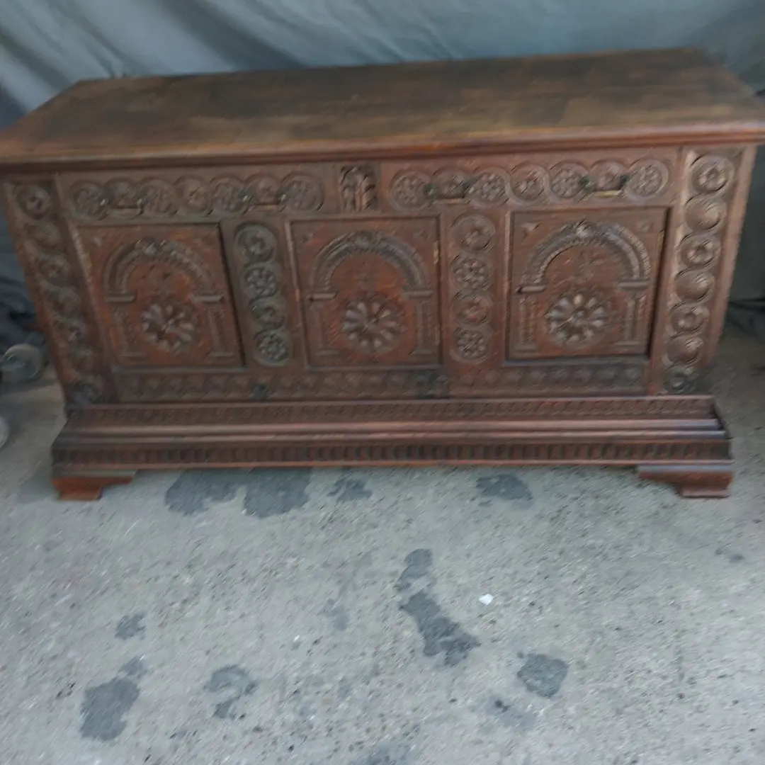 Large Tudor Oak Coffer Style Sideboard 1