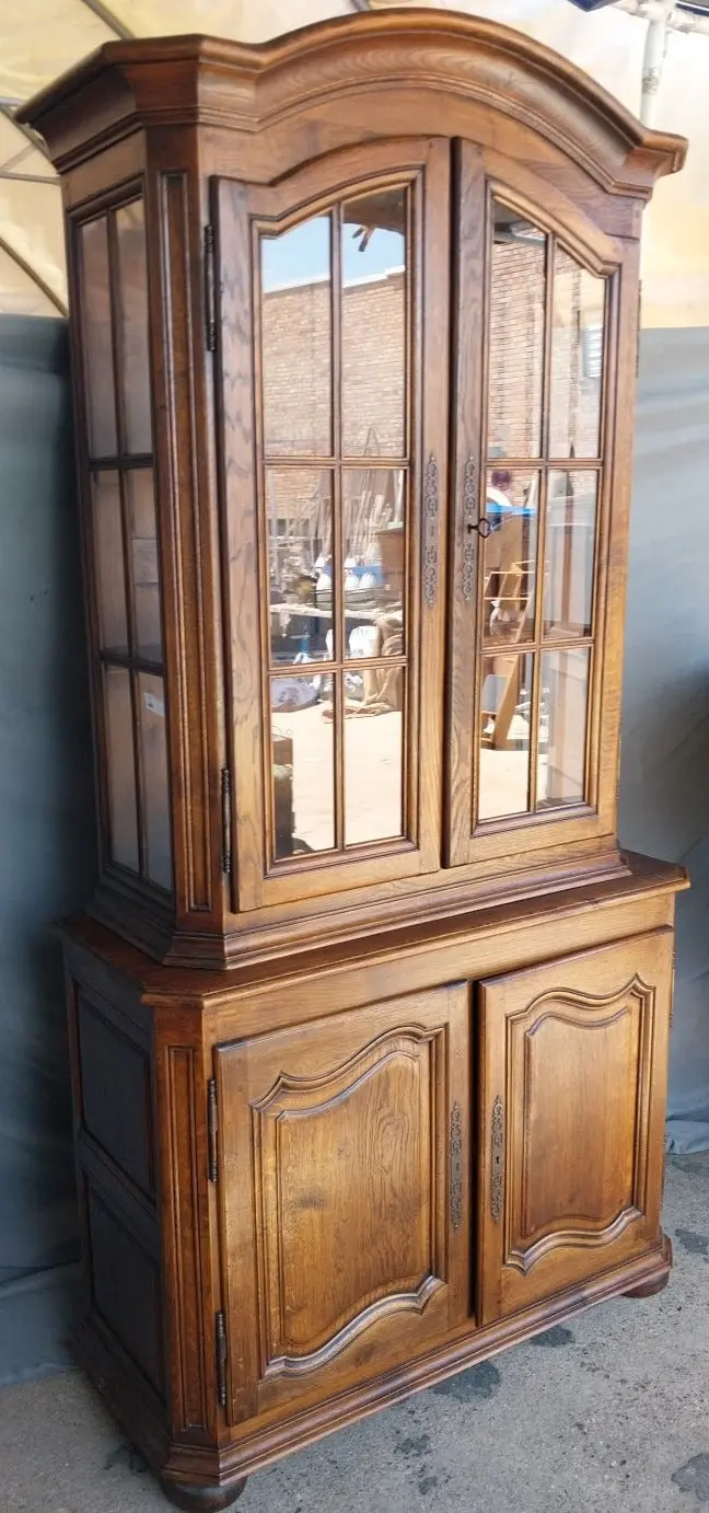 2 Piece Rustic Oak Arched Cabinet 1