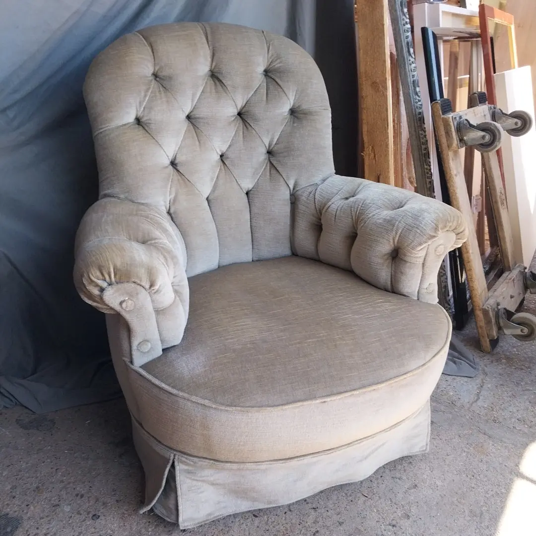 Tufted Mohair Boudoir Chair 1