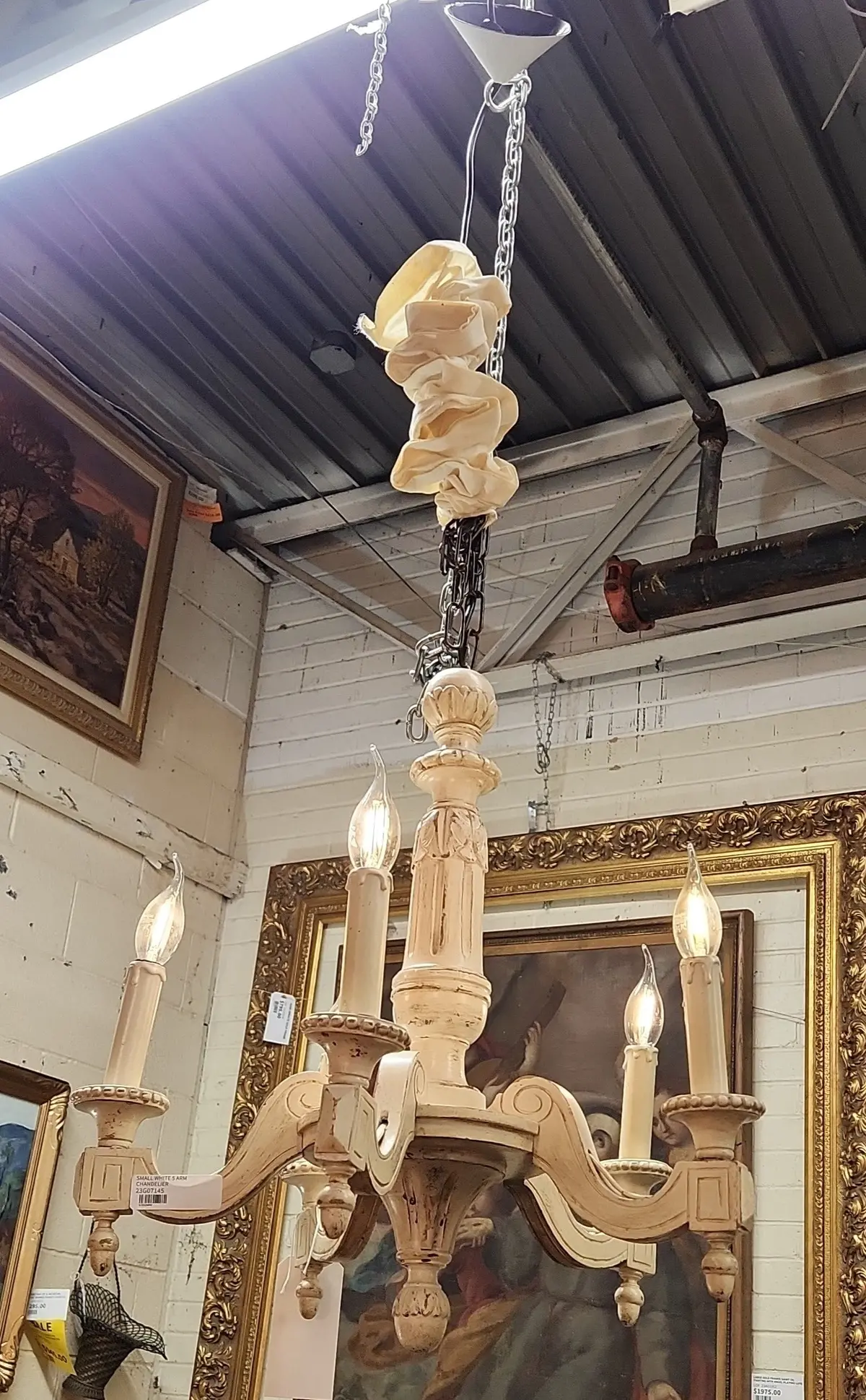 Small White 5 Arm Chandelier 1