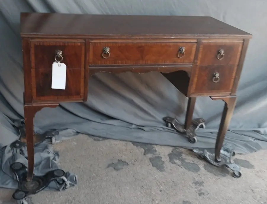 Small English Vanity Base With Cross Banding & Cabriole Legs 1