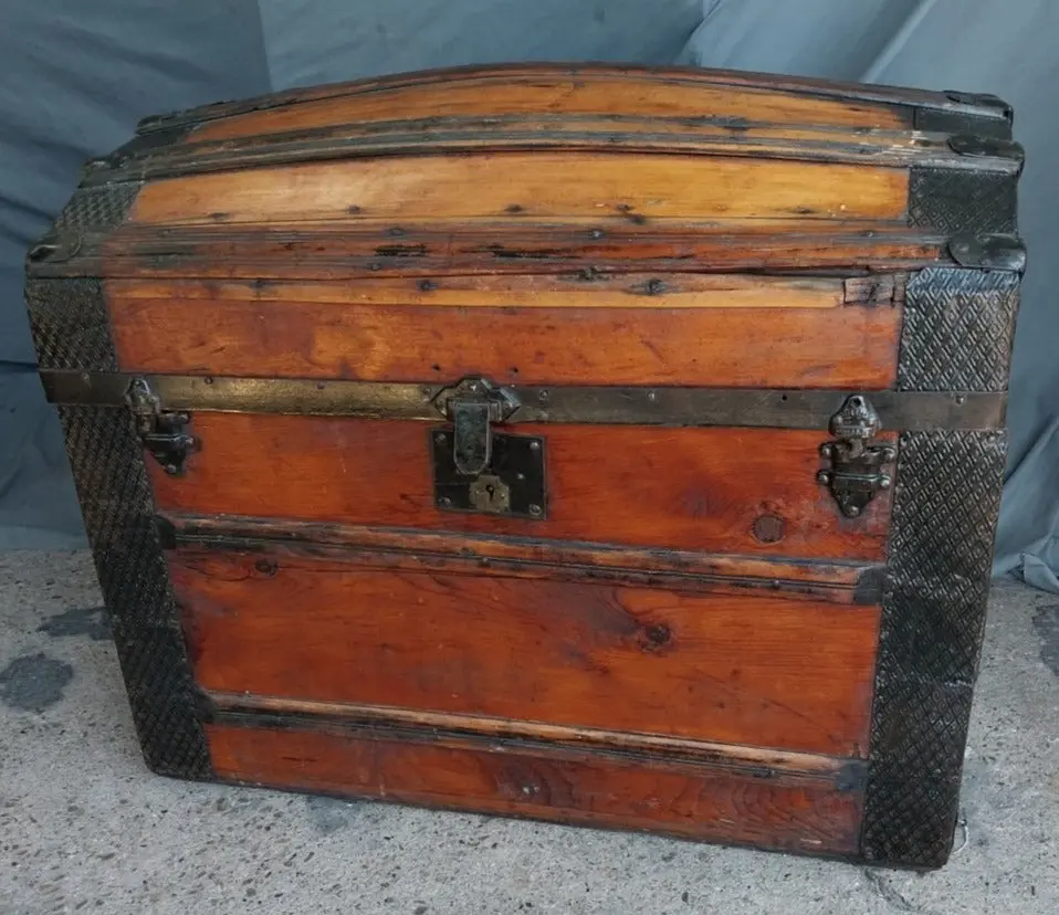 Pine And Metal Dome Top Trunk 1