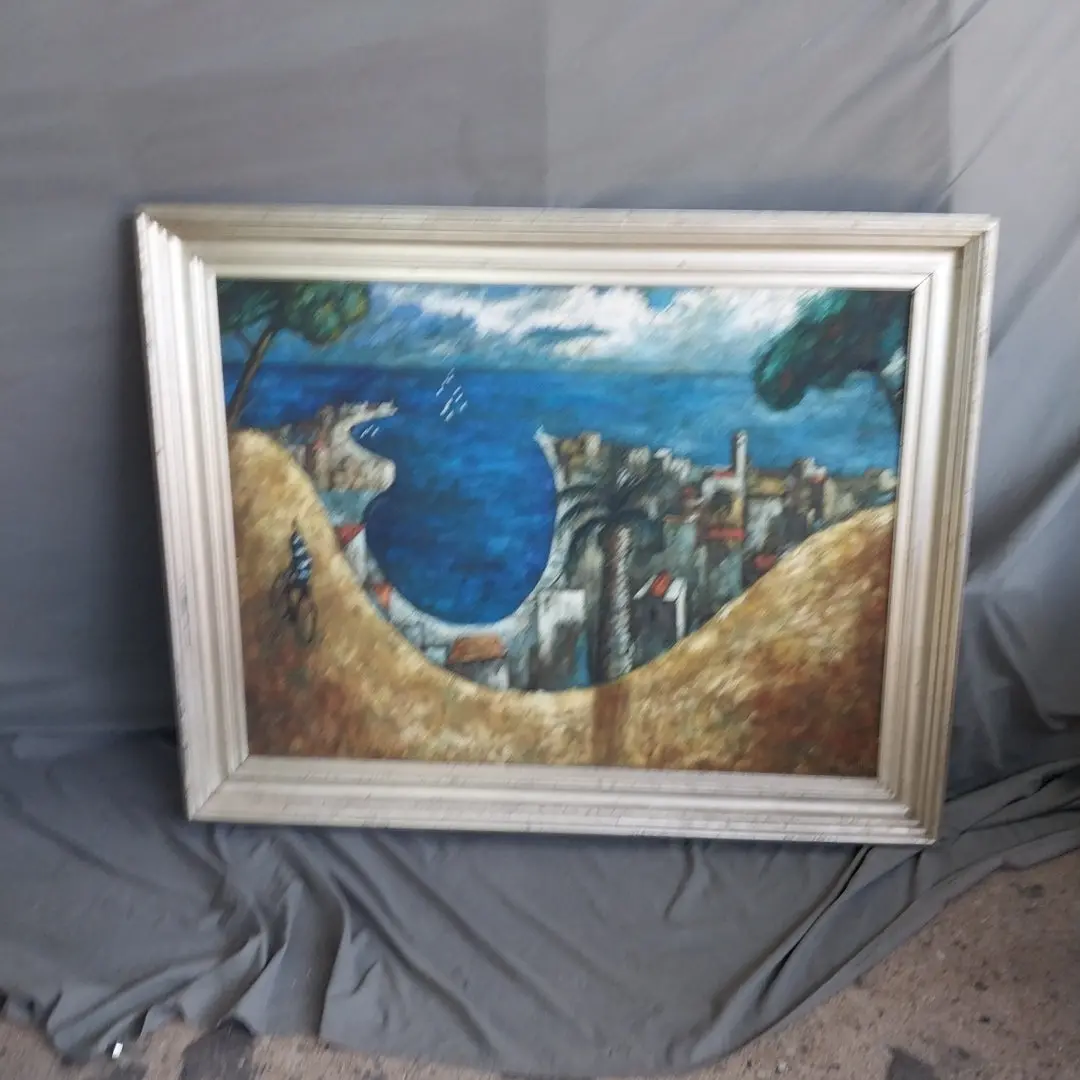 Large Framed Impessionist Beach Oil Painting 1