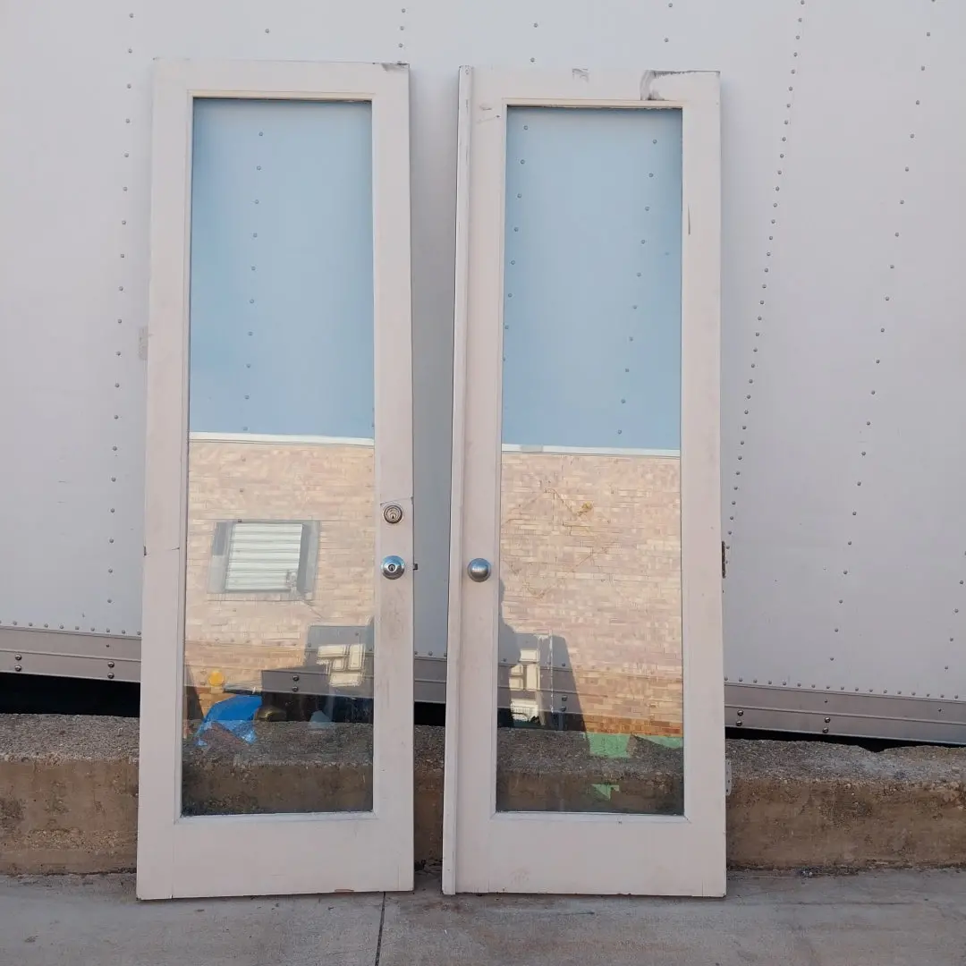 Pair Of Wood Framed Glass Doors 1