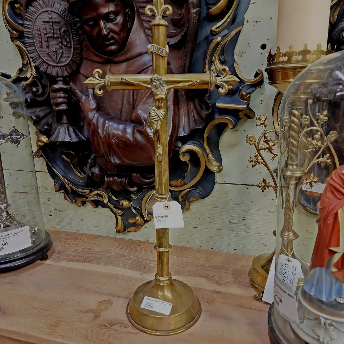 Large Brass Standing Crucifix 1