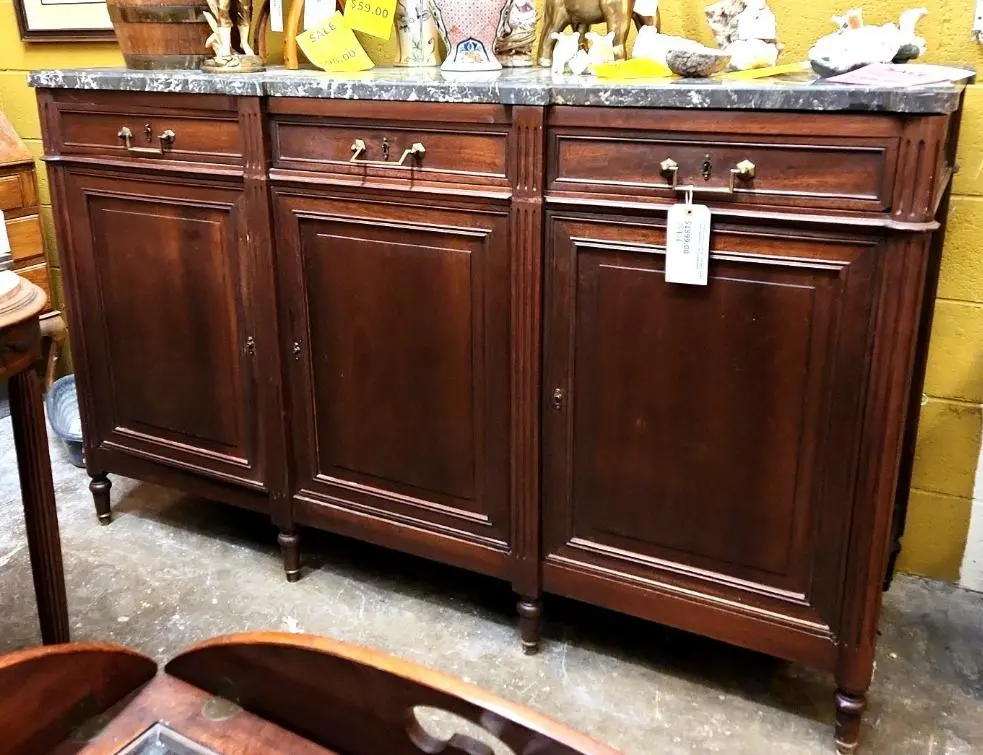 Mahogany Louis Xvi French Saint Anne Marble Top Sideboard 1
