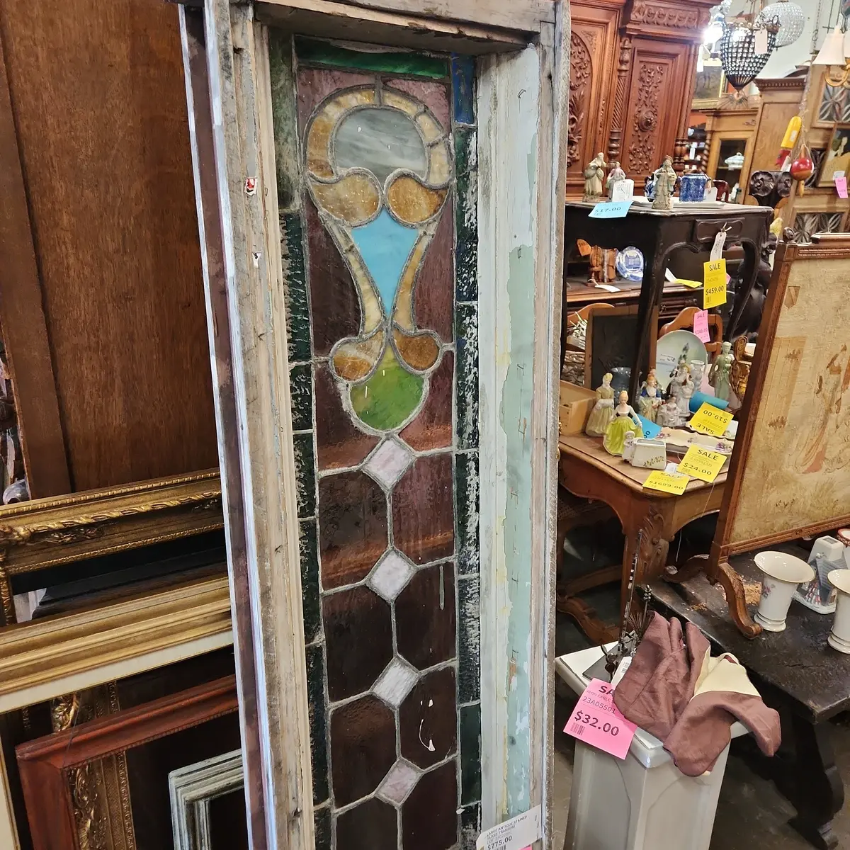 Large Antique Stained Glass Transom 1