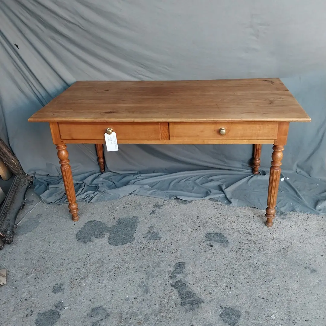 Louis Philipe Cherry French Library Table W/ 2 Drawers 1