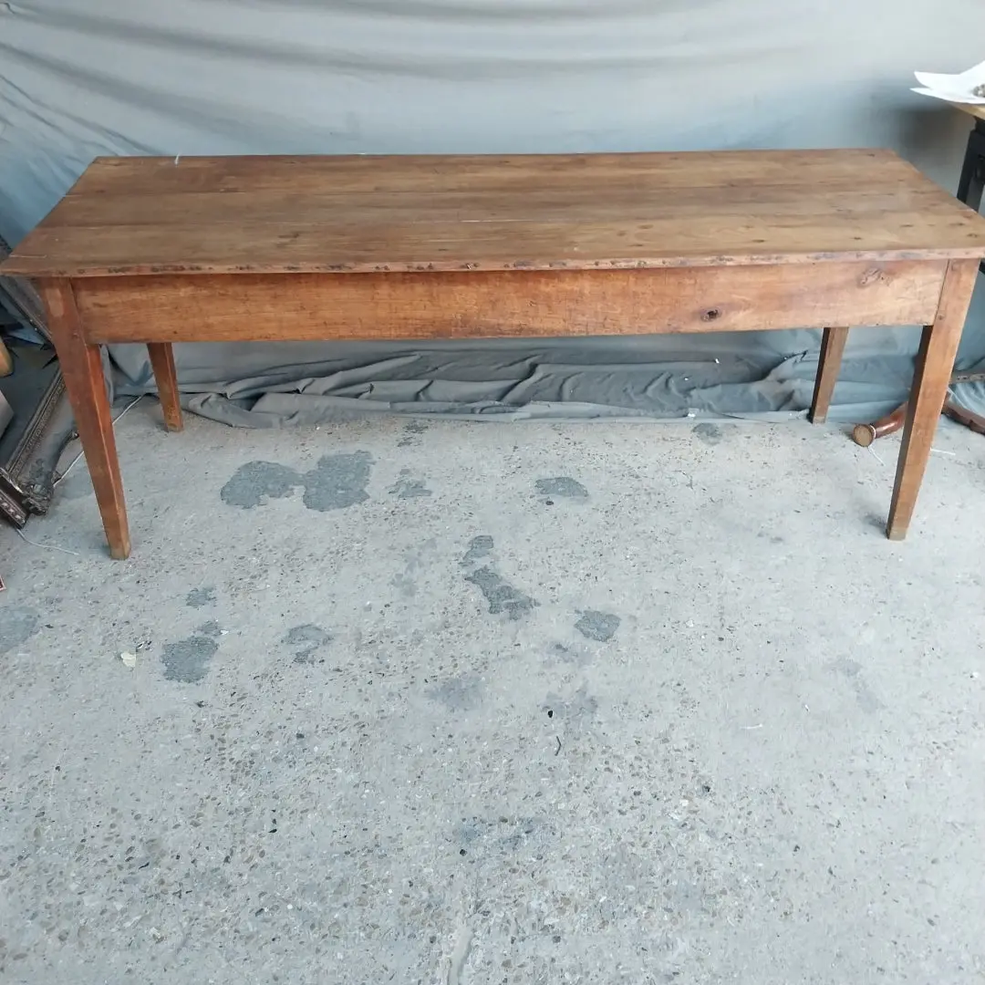 French Tapered Leg Pegged Farm Table W/ Drawers 1
