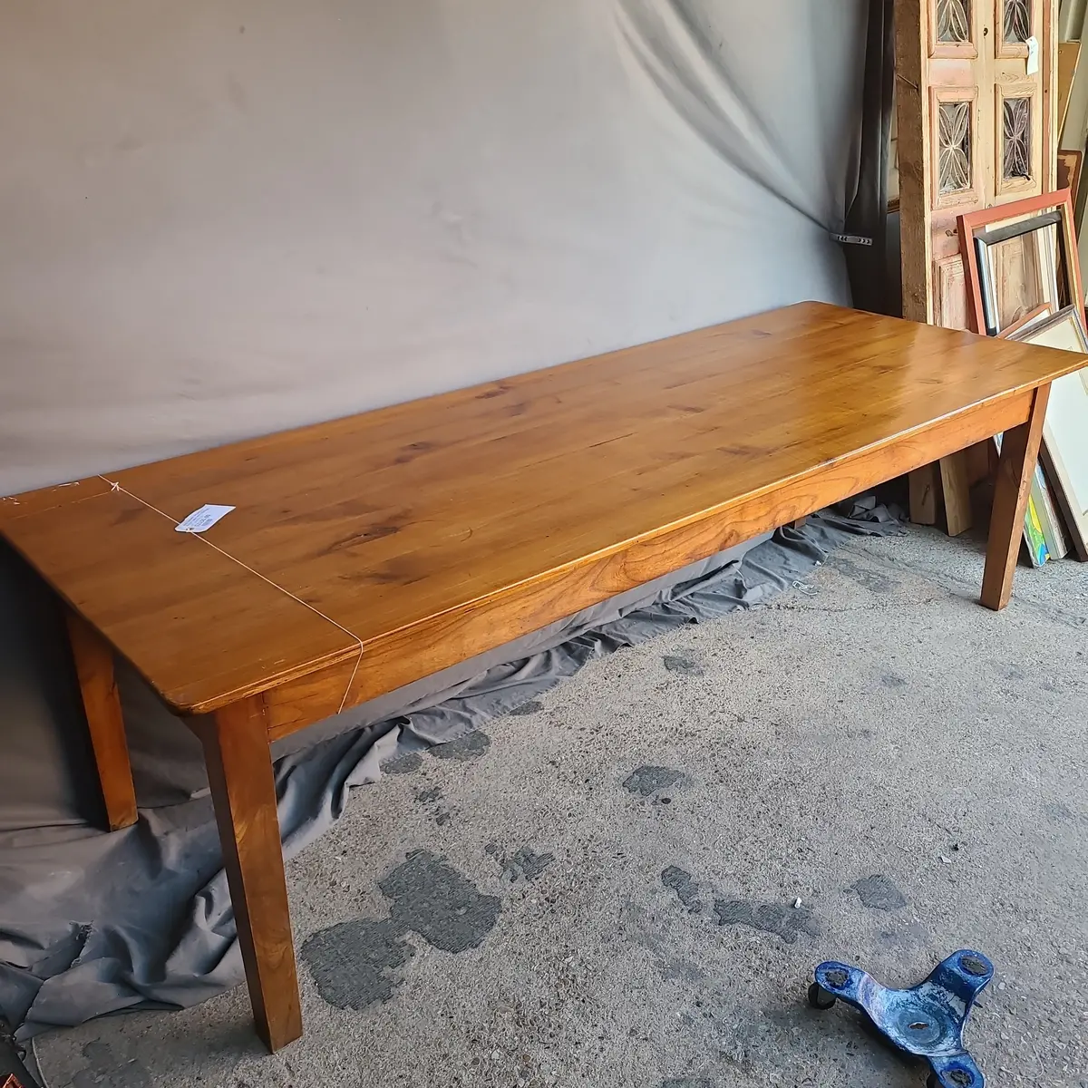 Wide Cherry Square Leg Farm Table With Drawers 1