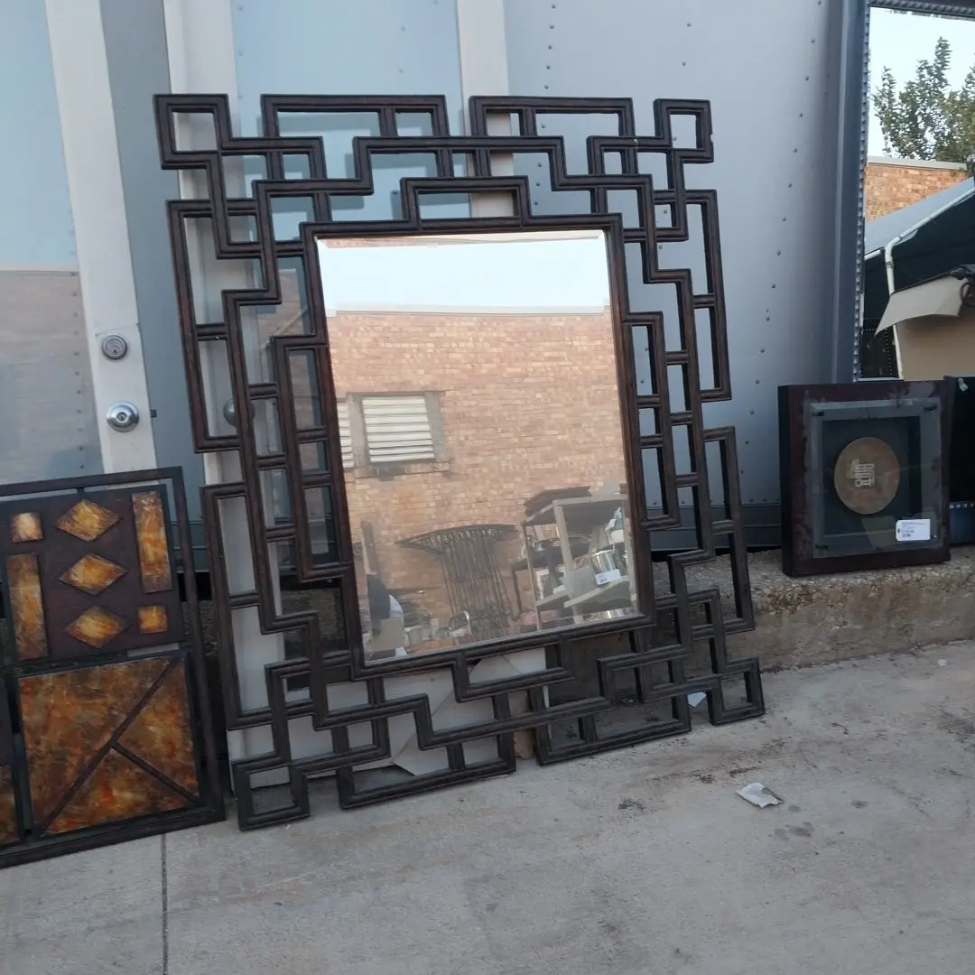 Huge Asian Geometric Wall Mirror, Not Old 1