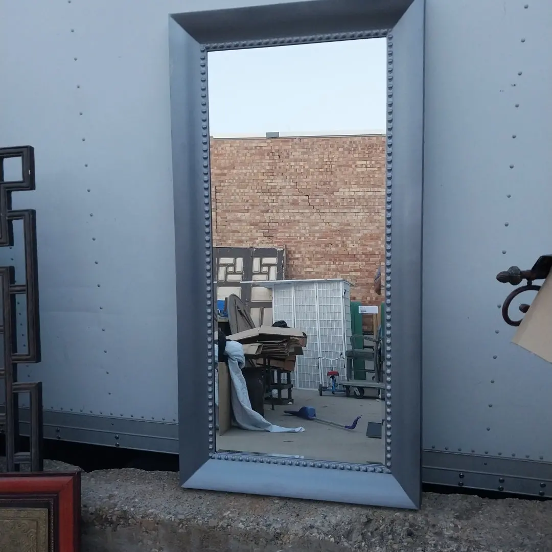 Tall Grey Beveled Mirror 1
