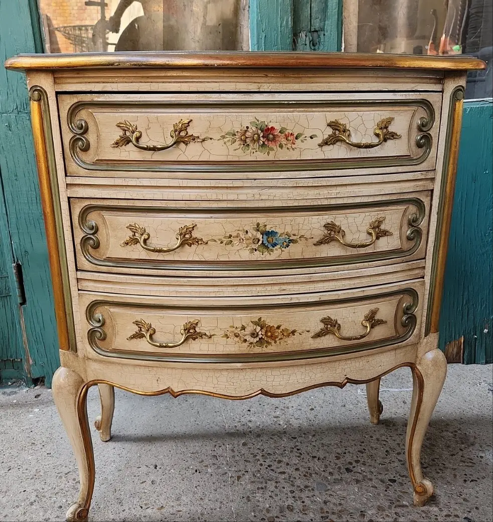 Bow Front Floral Painted Lxv Chest 1