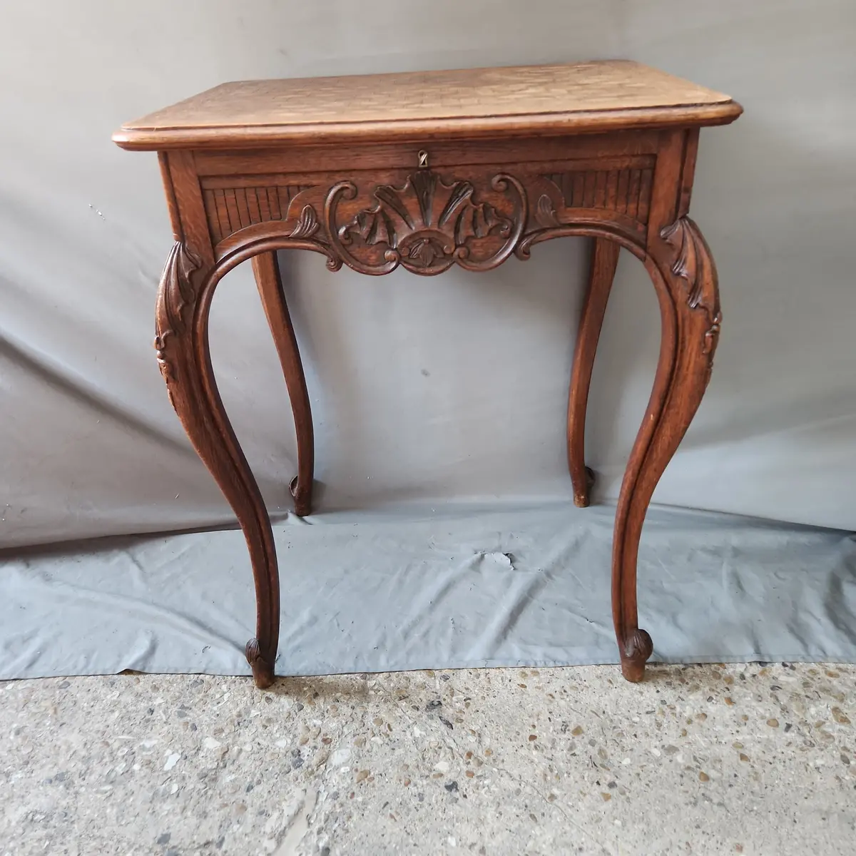 Lift Top Louis Xv Parquet Oak Work Table 1