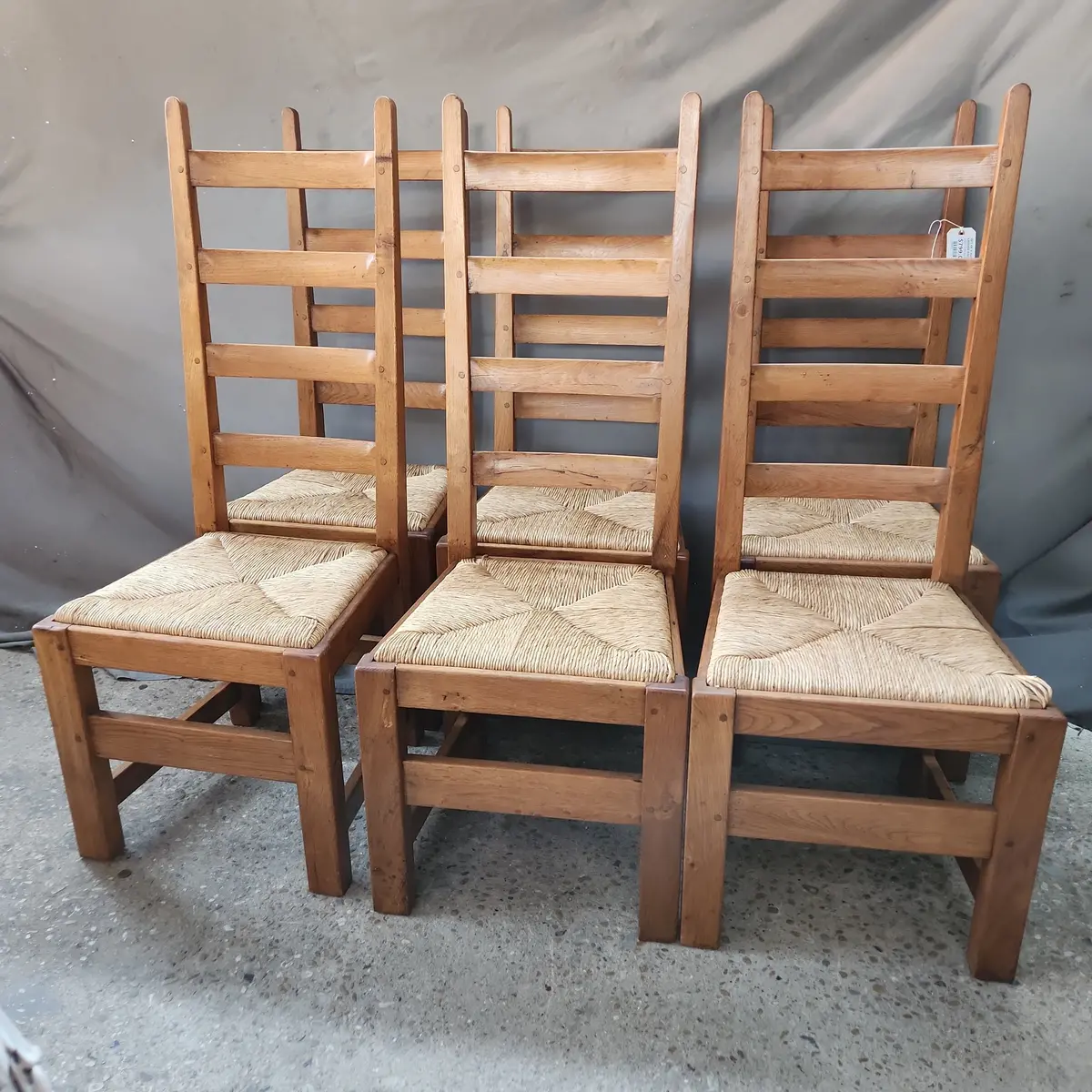 Set Of 6 Rush Seat Tall Ladder Back Chairs 1