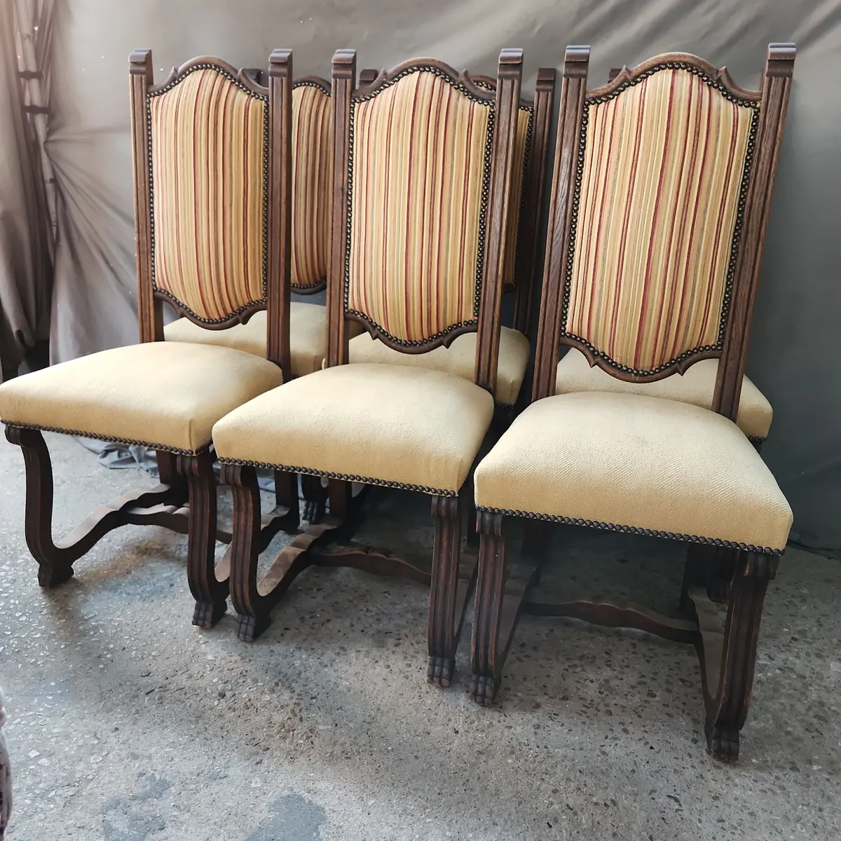 Set Of 6 French Oak Rustic Mutton Bone Chairs 1