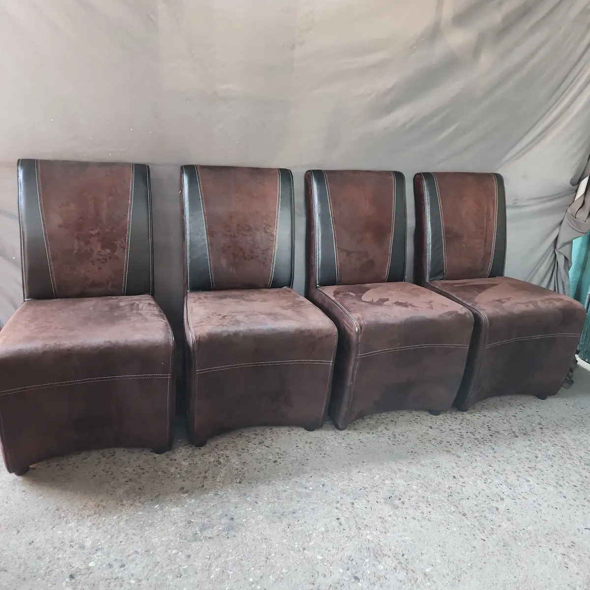 Set Of Brown Deco Upholstered Chairs 1