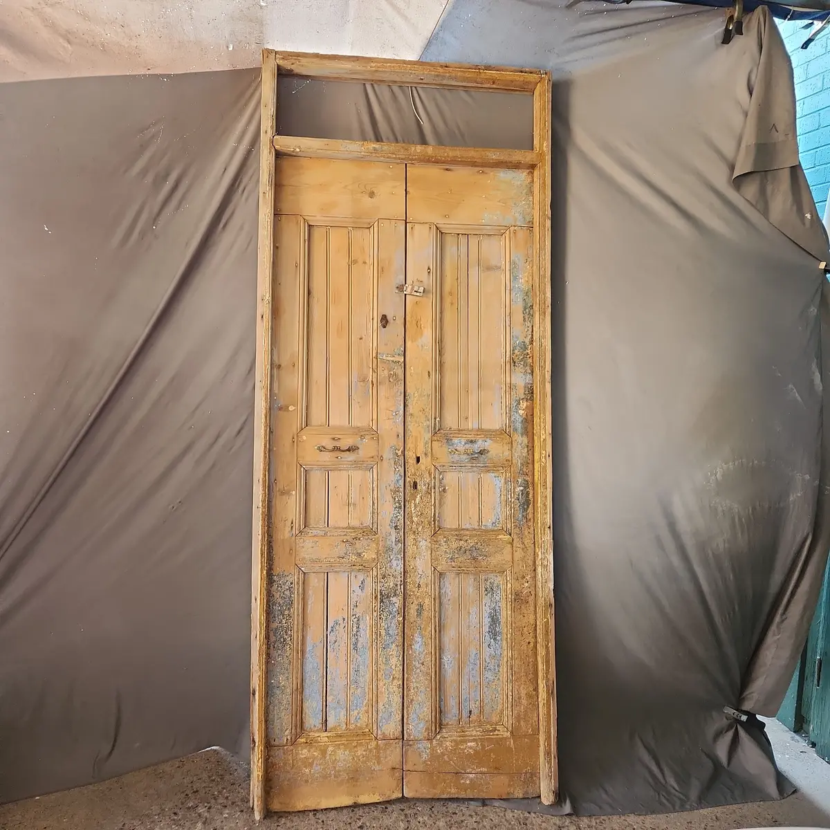 Pair Of Narrow Doors Raw Pine With Beaded Panels 1