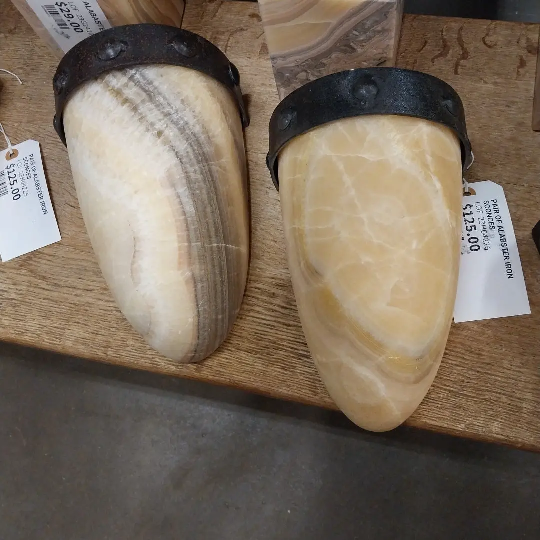 Pair Of Alabaster Iron Sconces 1