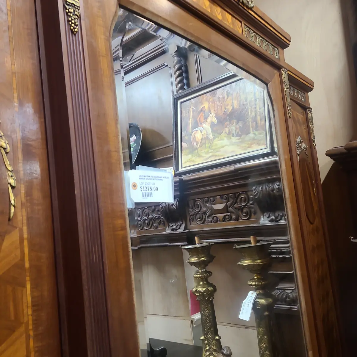 Louis Xvi Oak And Mahogany Beveled Mirror Armoire With Ormolu 1
