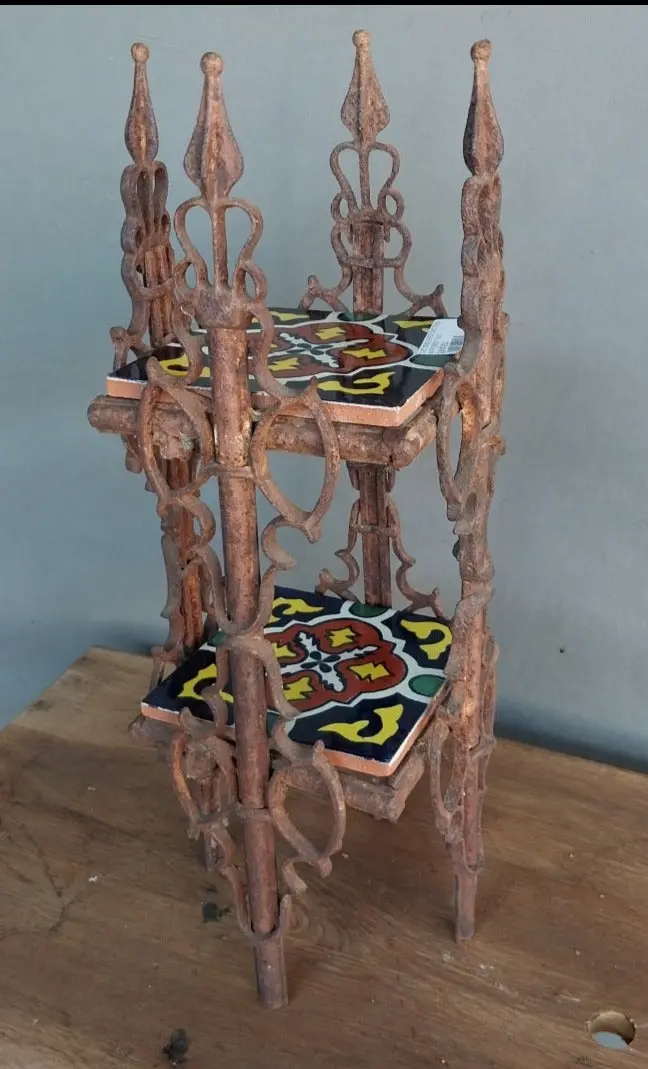 Cast Iron Tiered Plant Stand With Two 6" Tiles 1