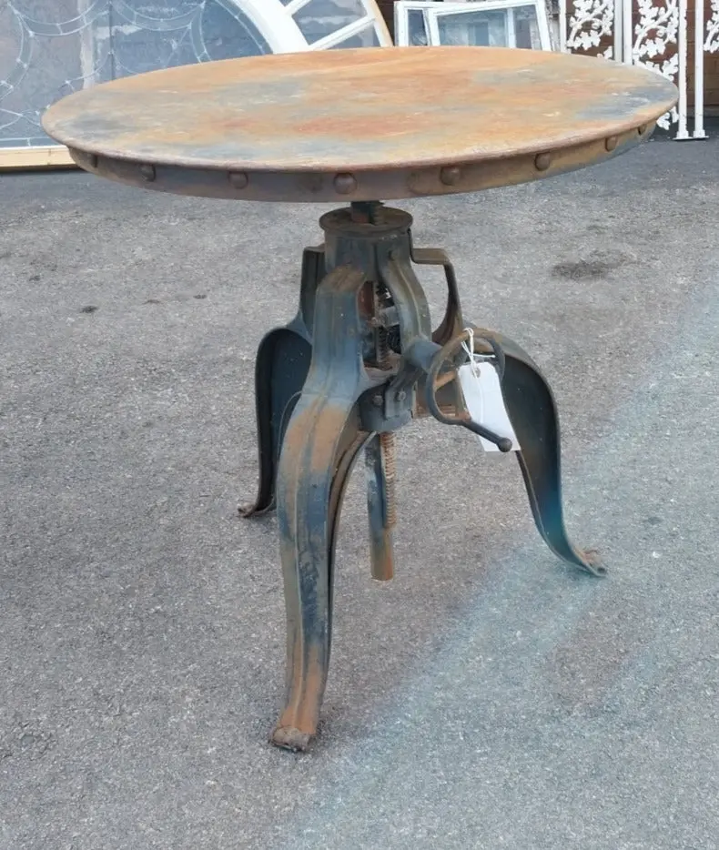 Iron And Formed Metal Round Industrial Table 1