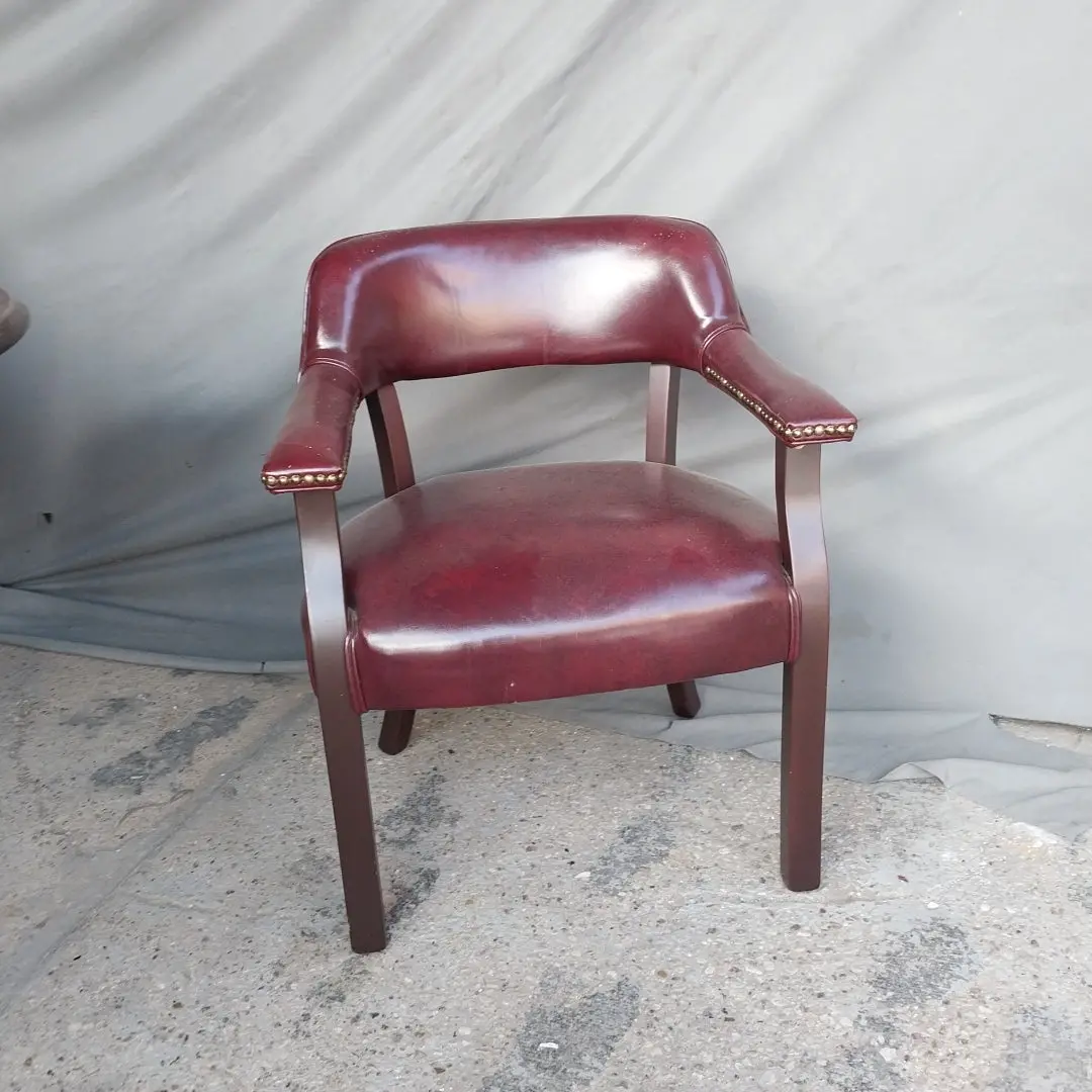 Red Leather Arm Chair -As Found 1