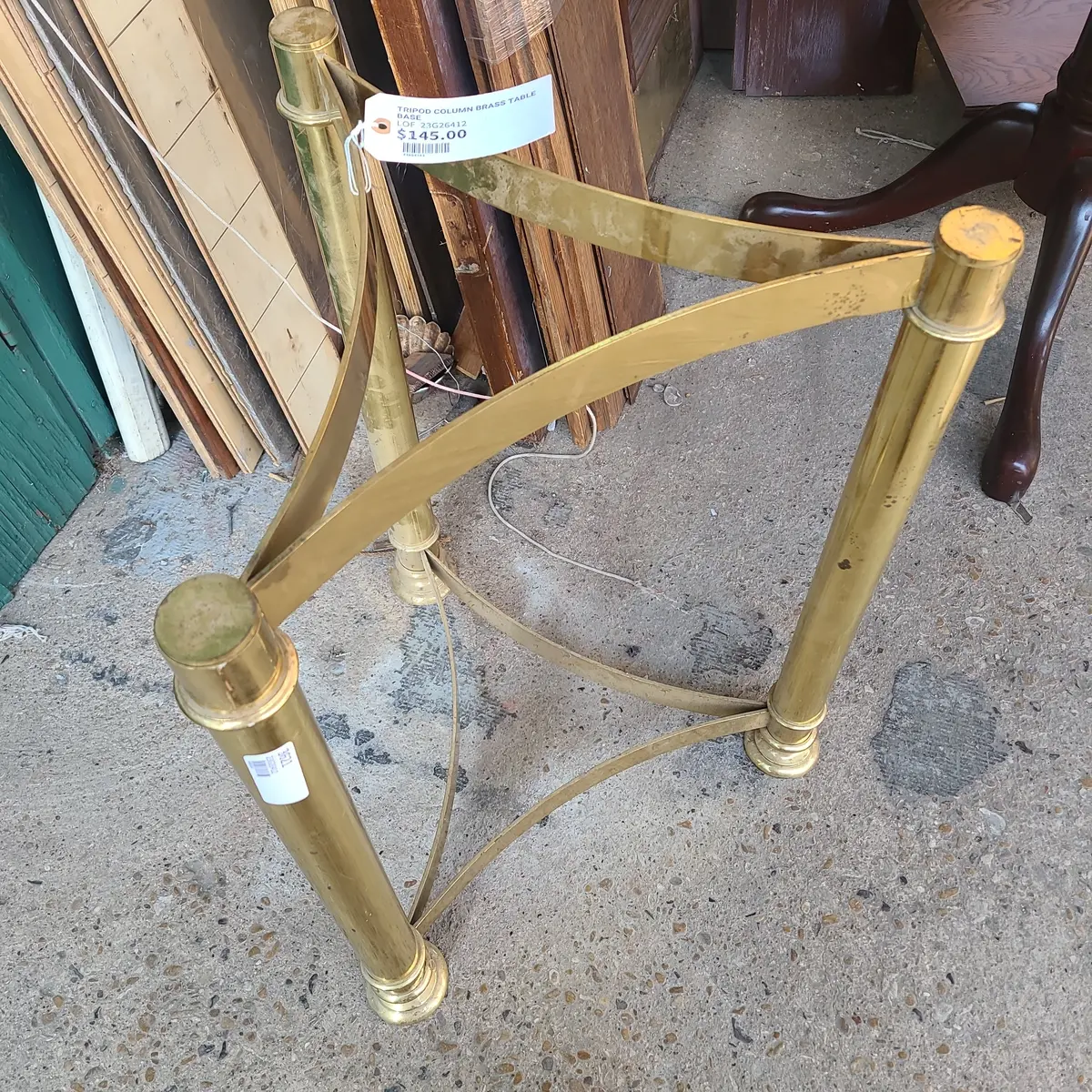 Tripod Column Brass Table Base 1