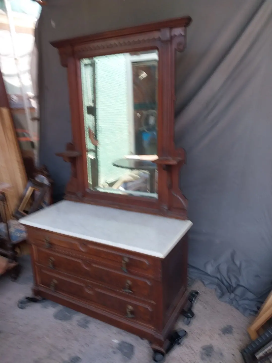 American Marble Top Dresser With Mirror 1