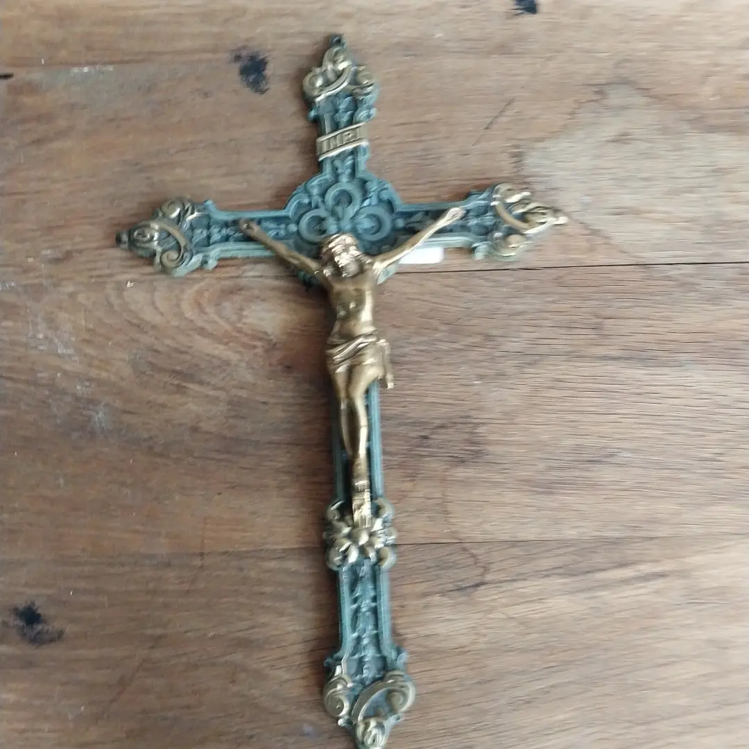 Green Iron And Brass Crucifix 1