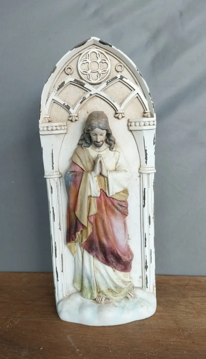 Jesus Wall Plaque Relief Resin Not Old 1