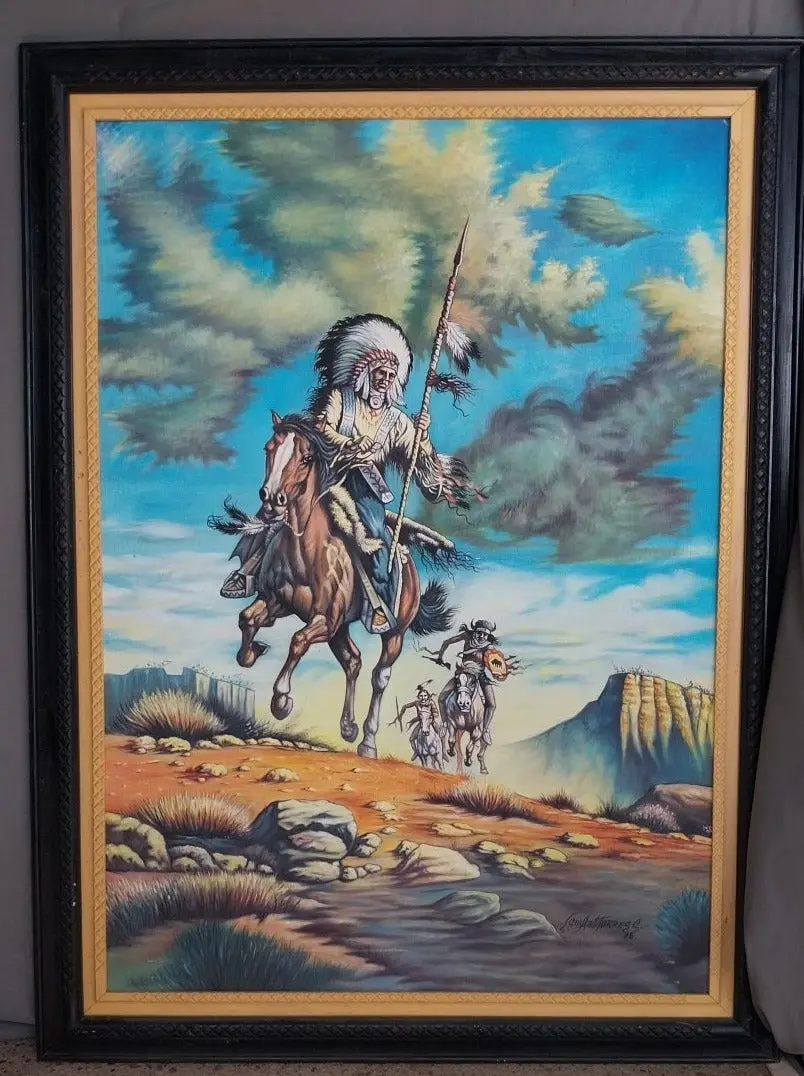 Large Native American Indian Oil Painting 1