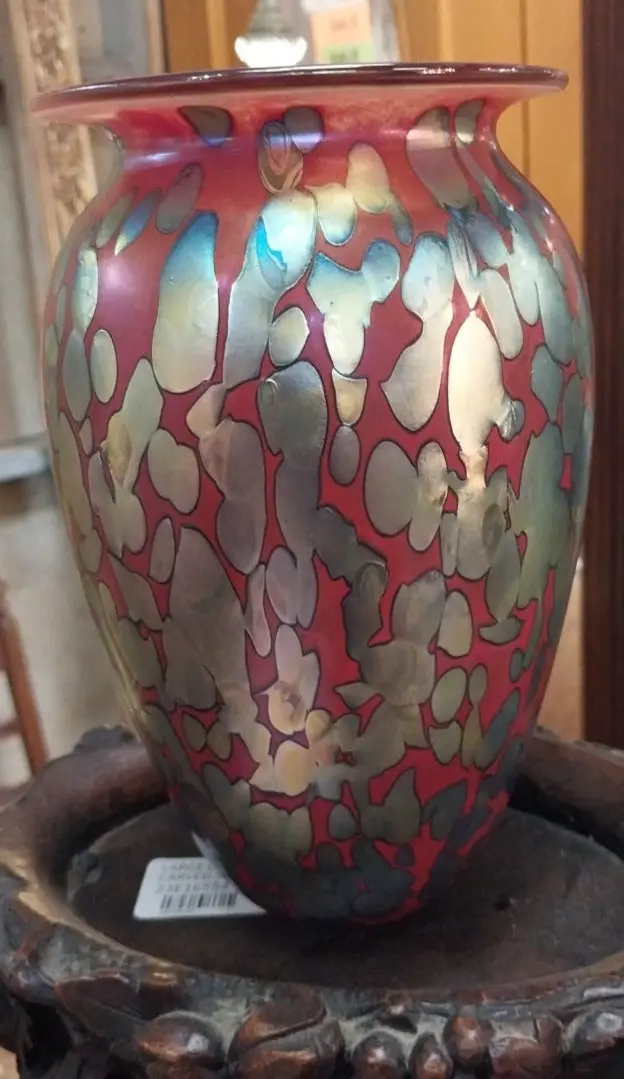 Orange Artist Signed Glass Vase 1