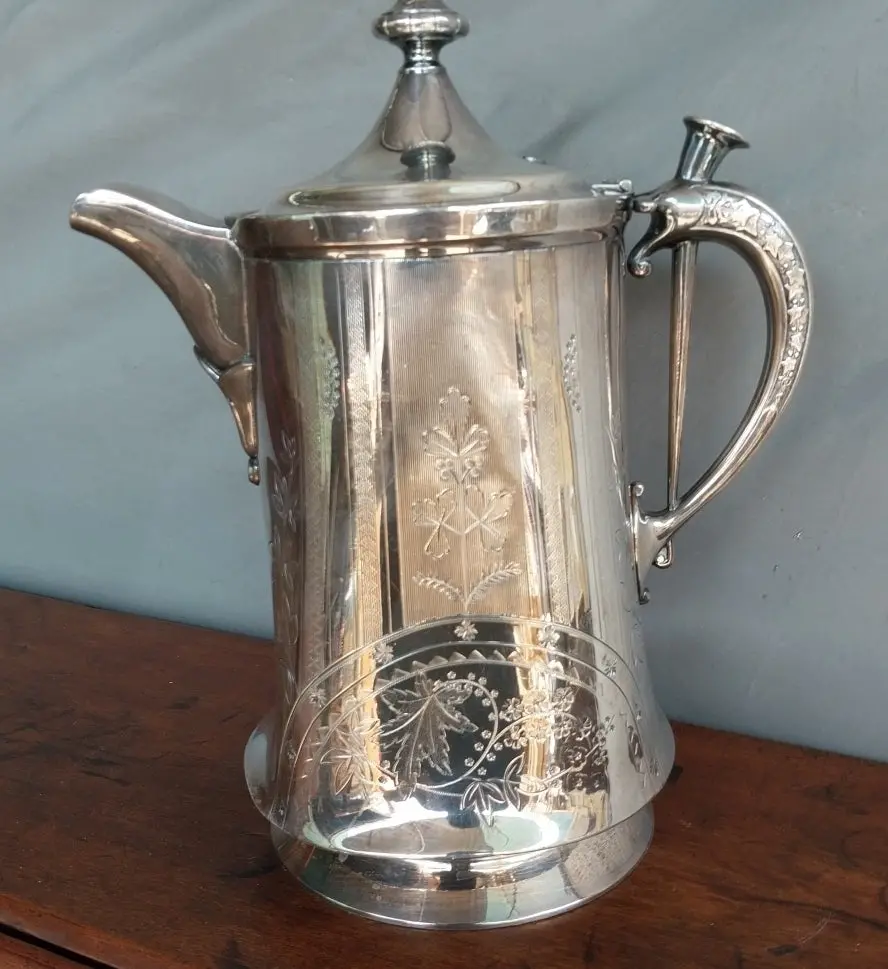 Embossed Silver Plate Asthetic Movement Water Pitcher-As Found 1